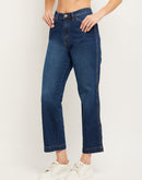 Camla Barcelona Low Rise Navy Blue Straight Fit Jeans