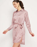 Camla Barcelona Abstract Print Blush Pink Shirt Dress
