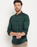 Camla Barcelona Self Striped Green Shirt For Men