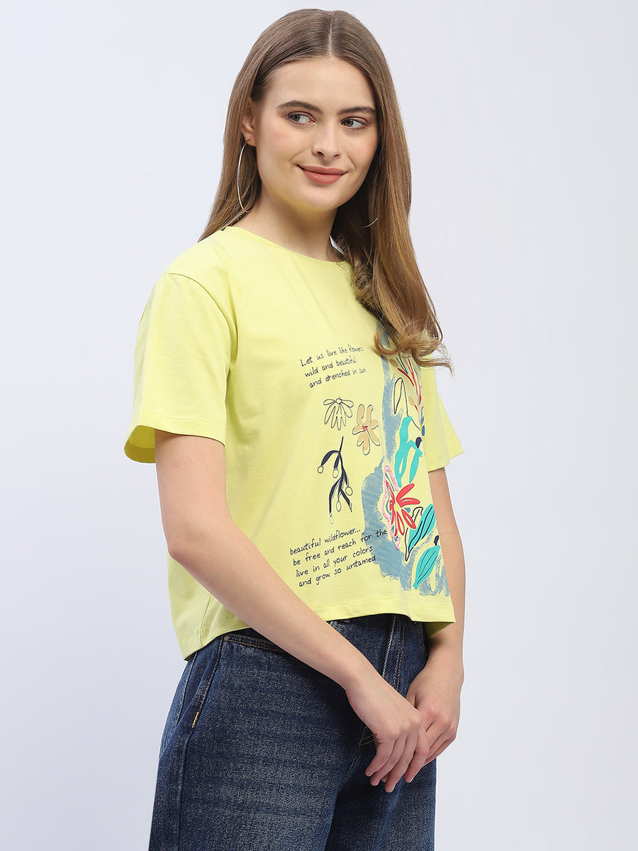 Madame Graphic Print Neon Green Regular T-shirt