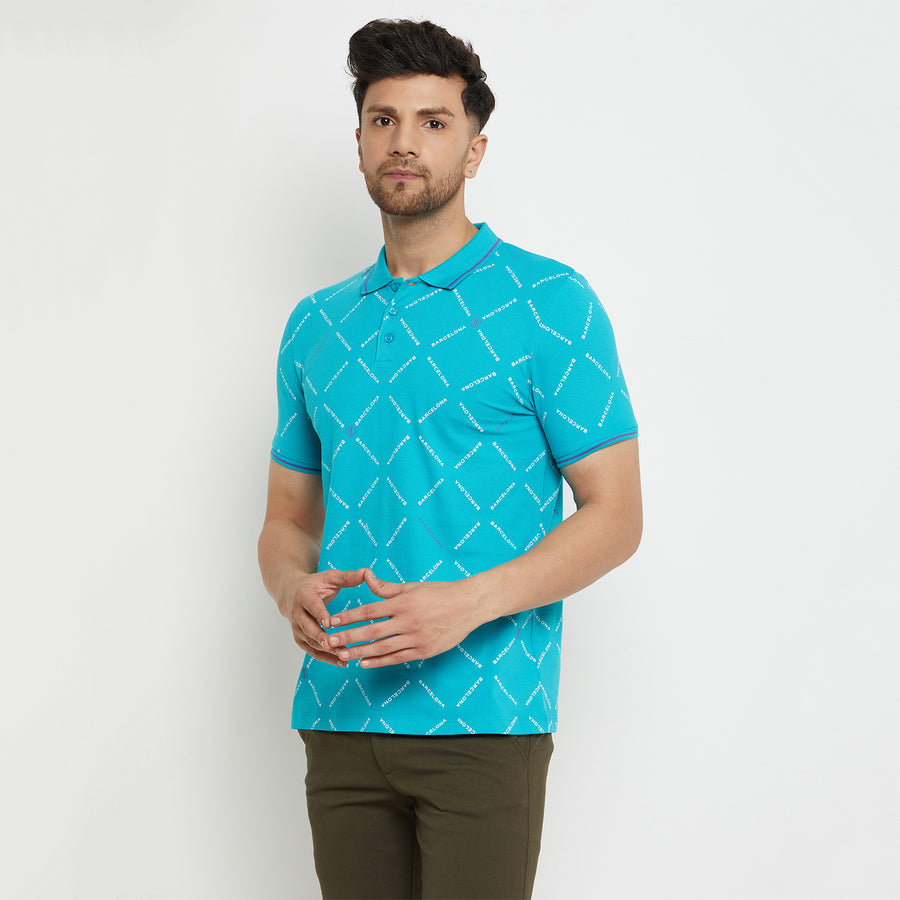 Camla Turquoise T -Shirt For Men