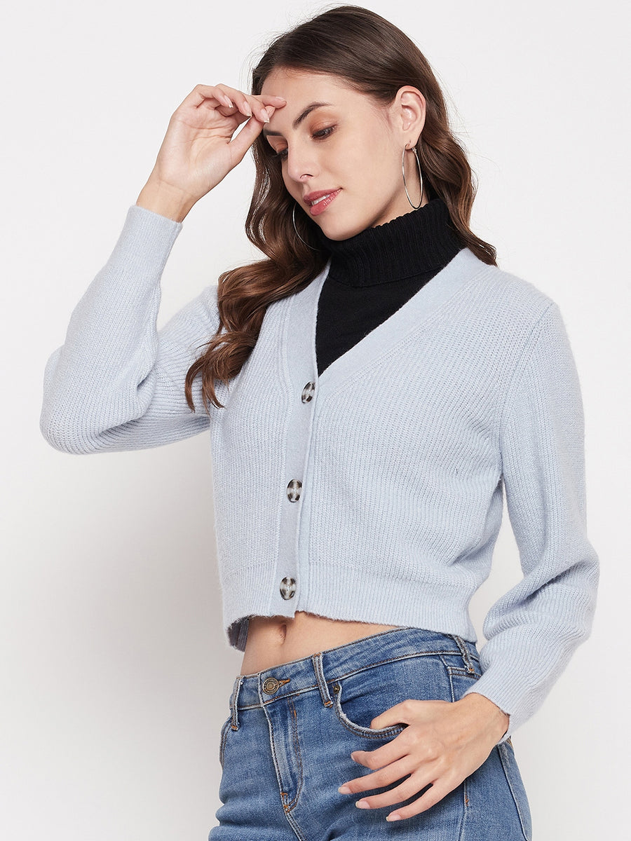 Madame Skyblue Solid Sweater