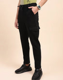 Camla Barcelona Solid Black Cargo Track Pants