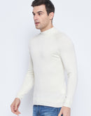 Camla Barcelona Mock Neck Cream Sweater for Men