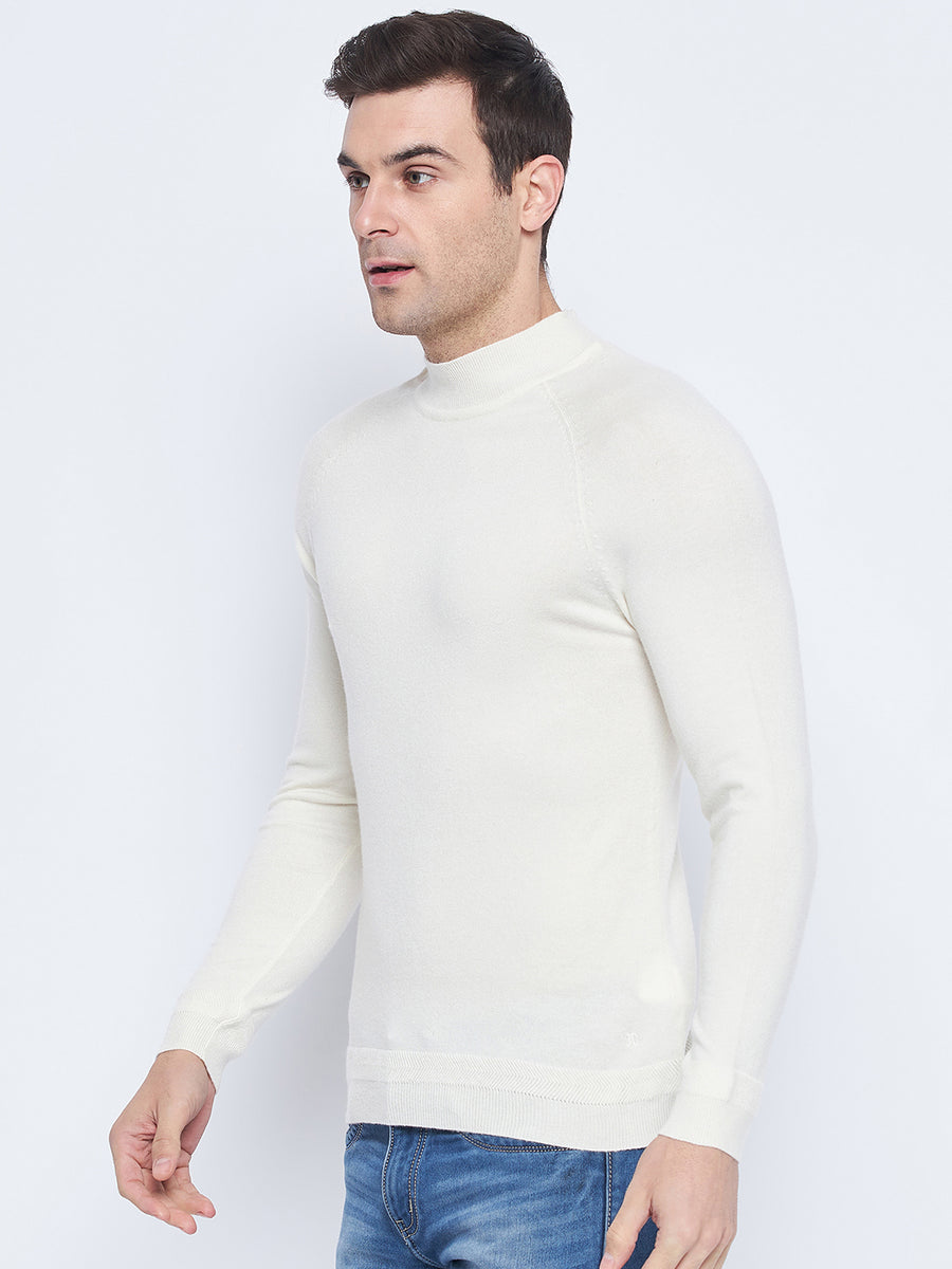 Camla Barcelona Mock Neck Cream Sweater For Men