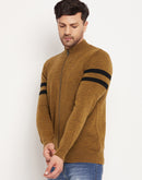 Camla Barcelona Horizontal Striped Dark Yellow Sweater For Men