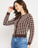 Camla Barcelona Chequered Brown Cardigan