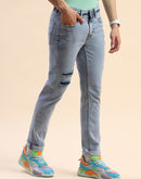 Camla Barcelona Distressed Ice Blue Straight Fit Jeans