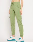 Msecret Green Elasticated Ankle  Typography Trackpants