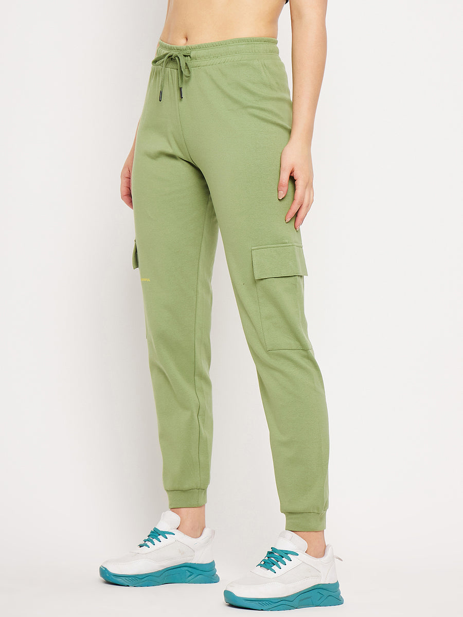 Msecret Green Elasticated Ankle  Typography Trackpants