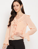 Camla Barcelona Ruffled Embellished Top