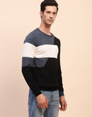 Camla Barcelona Colourblock Crew Neck Navy Sweater