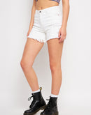 Camla Barcelona Distressed Hem White Shorts