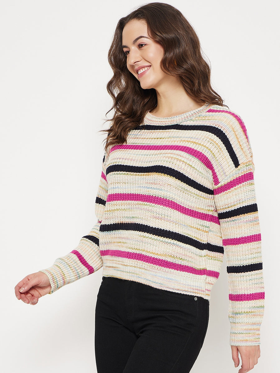 Madame Striped Beige Sweater