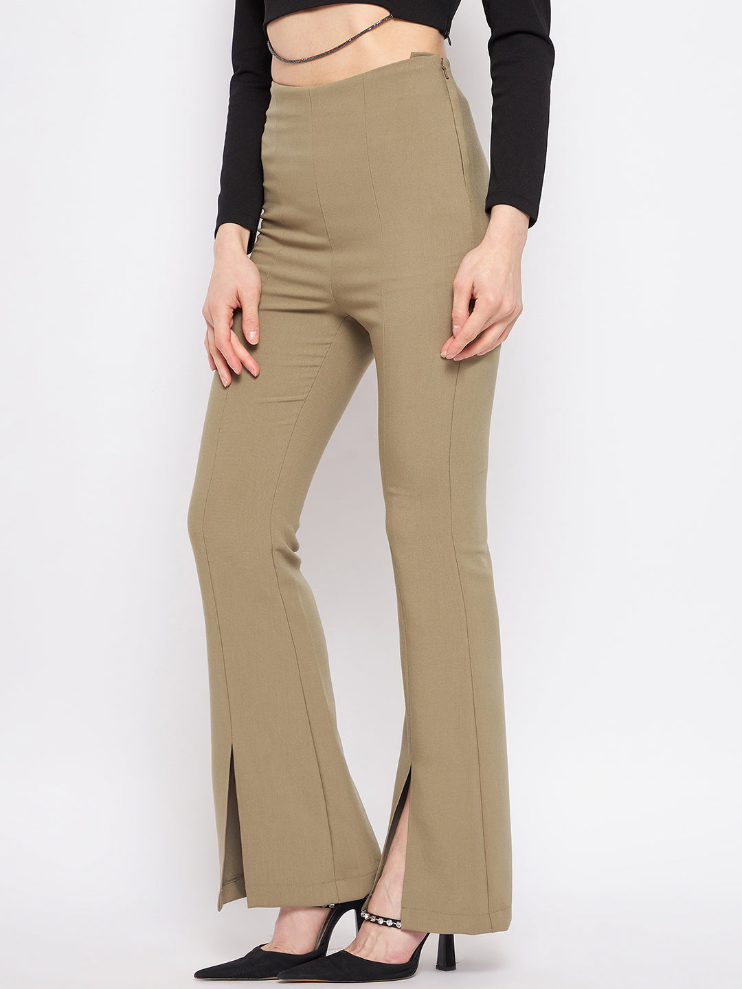 Camla Barcelona Khaki Green Trouser For Women