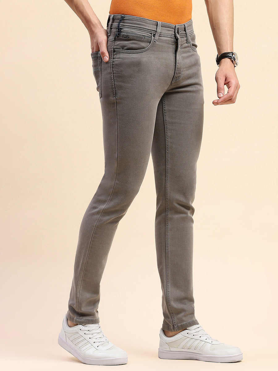 Camla Barcelona Solid Grey Straight Fit Jeans