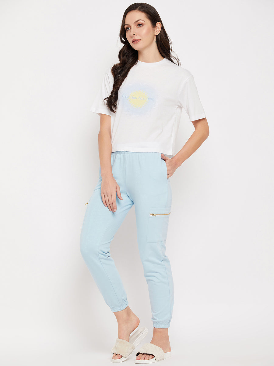 Camla Barcelona Blue Printed Elasticated Co-ord Set