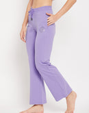 Msecret Purple Cotton Flared Trackpants