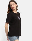 Madame Embroidered Black Regular T-shirt