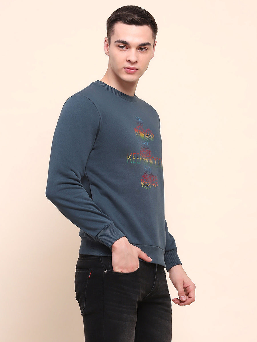 Camla Barcelona Disney Printed Teal Cotton Sweatshirt