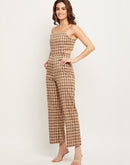 Camla Barcelona Women Beige Cut Out Spaghetti Strap Jumpsuit