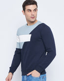 Camla Barcelona Men's Colourblocked Navy Blue Sweatshirt