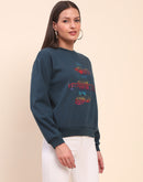 Camla Barcelona Cotton Disney Printed Teal Sweatshirt