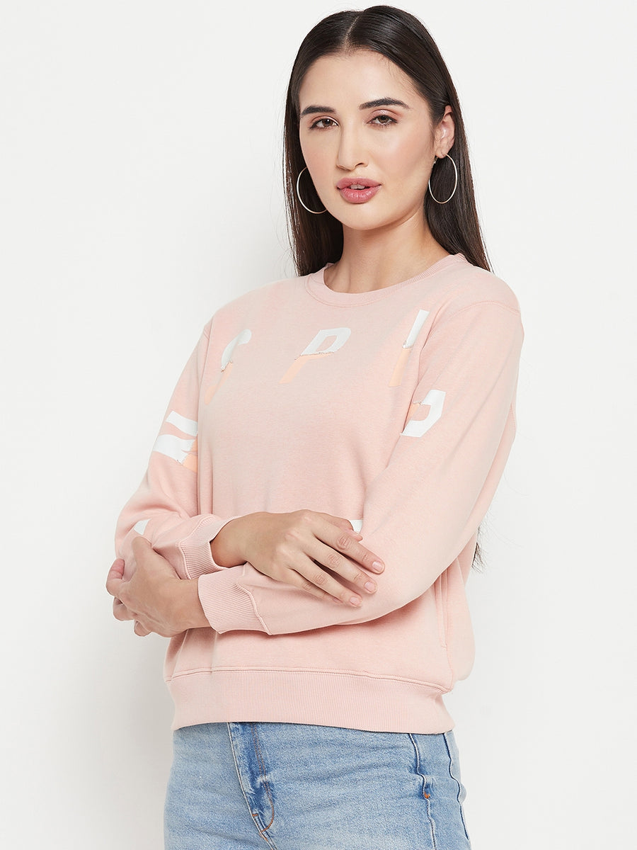 Madame Typography Print Baby Pink Sweatshirt