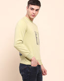 Camla Barcelona Cotton Typography Print Lime Green Sweatshirt