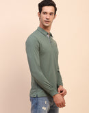 Camla Barcelona Polo Neck Full Sleeve Green Tshirt