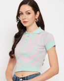 Camla Barcelona Peach Spread Collar Crop Top