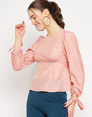 Camla Barcelona Polka Dot Peach Peplum Top