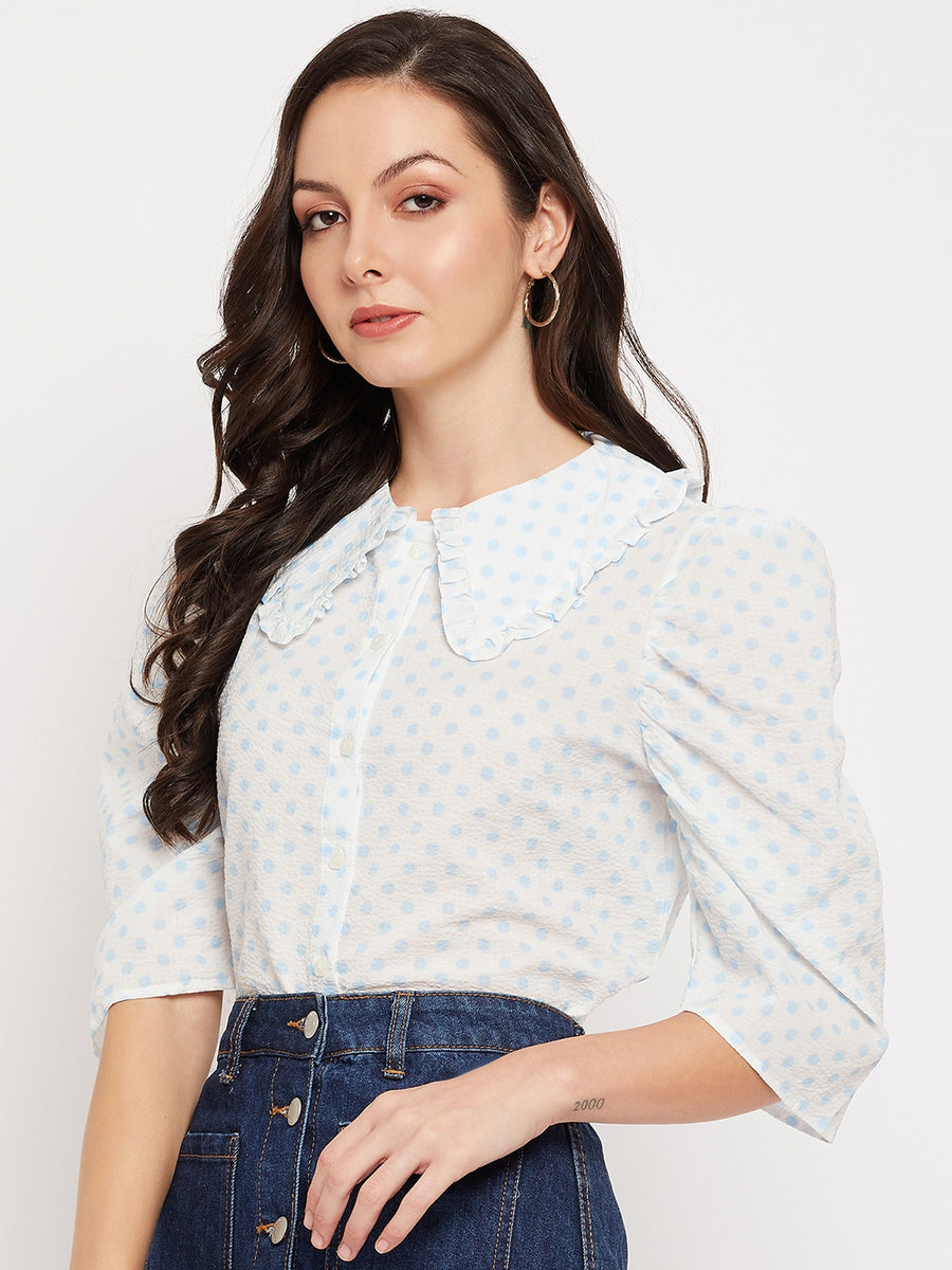Camla Barcelona White Peter Pan Collar Top