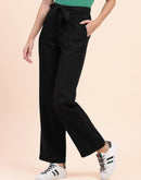 Camla Barcelona  Belted Waist Black Solid Trousers