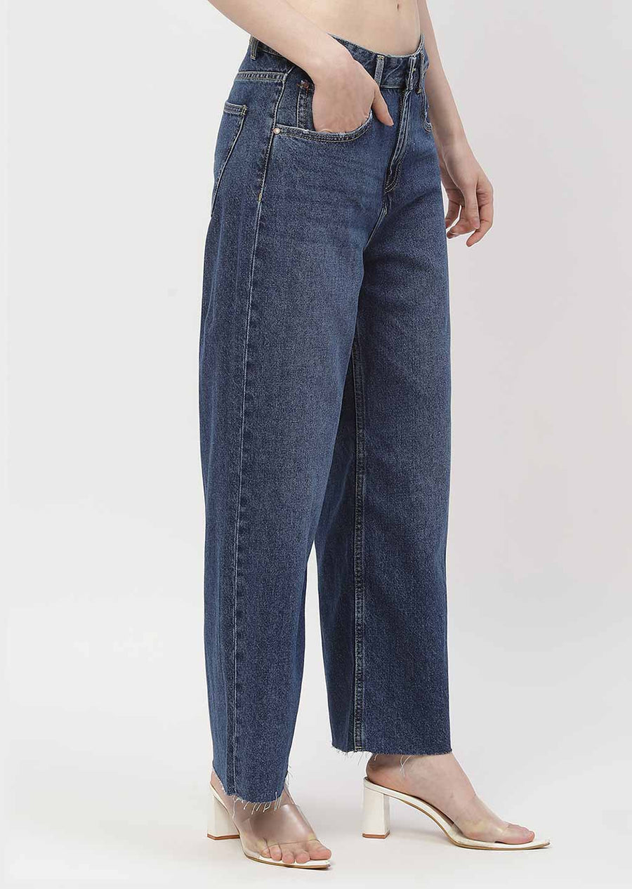 Madame Low Rise Mid Blue Straight Jeans