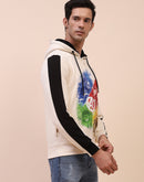 Camla Barcelona Avengers Graphic Printed Zipped Off White Sweatshirt