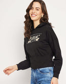 Camla Barcelona Graphic Print Black Hooded Sweatshirt