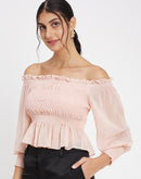 Camla Peach Solid Top For Women