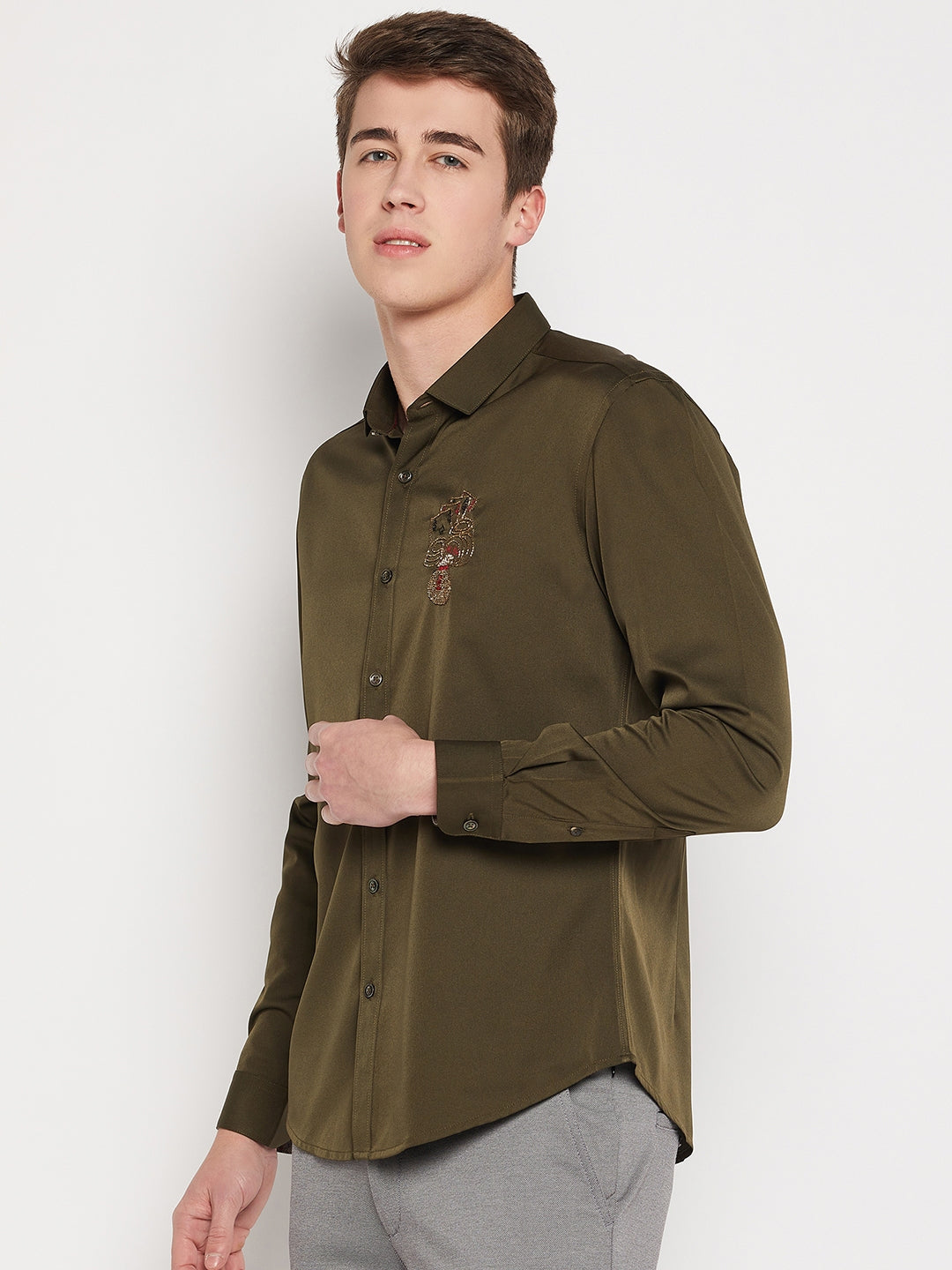 Camla Barcelona Military Green Shirt For Men