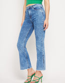 Camla Barcelona Distressed Hem Indigo Blue Slit Jeans