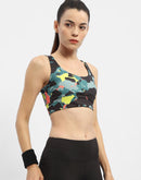 Madame Abstract Print Black Support Back Active wear Top