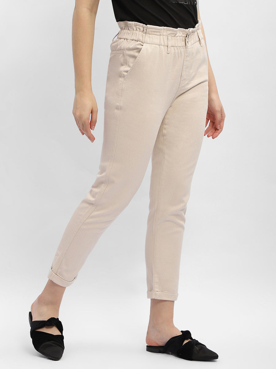 Madame Ruched Waistband White Trousers