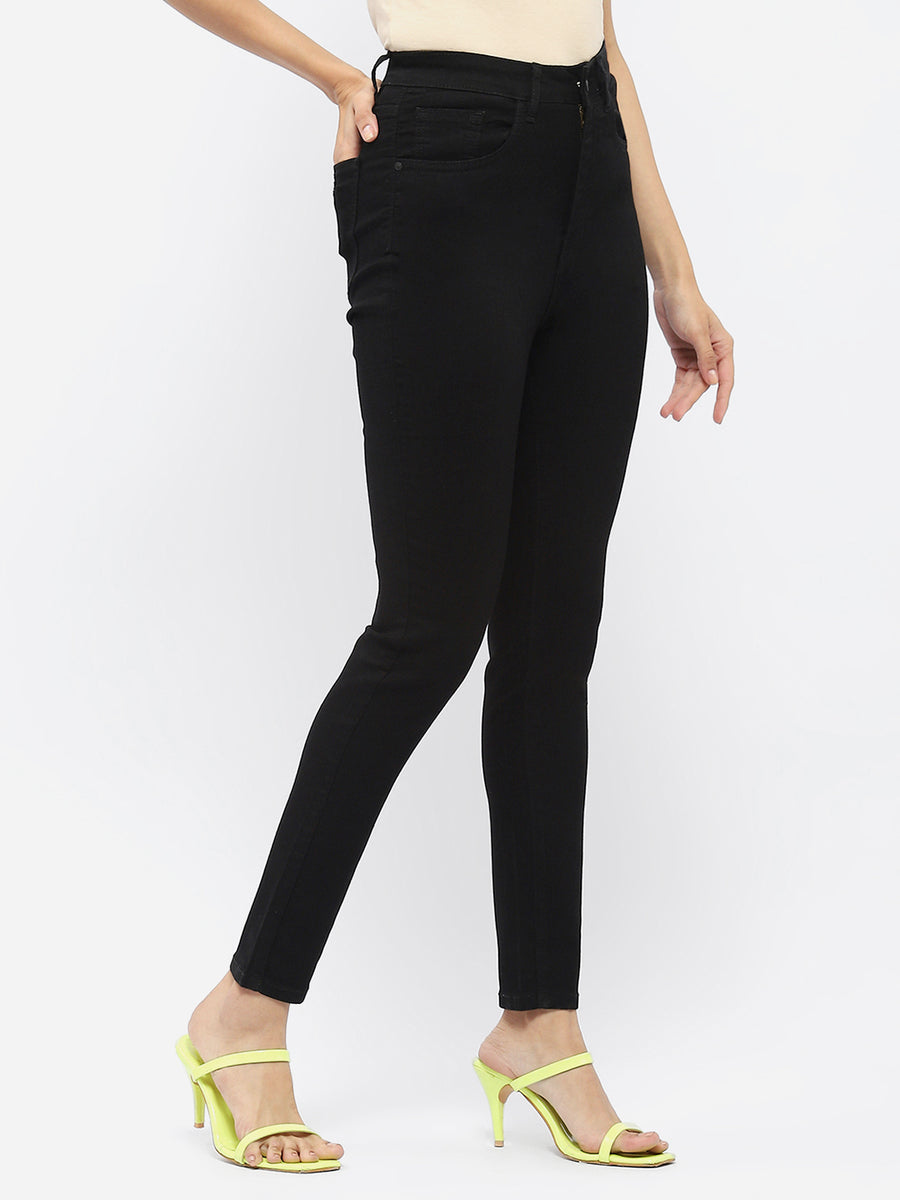 Madame Solid Black Skinny Fit Jeans