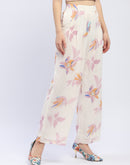 Madame Floral Off-White Front Pleated Trouser