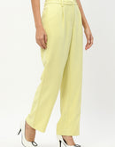 Madame Shanaya Kapoor Straight Fit Lime Yellow Trousers