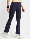Madame High Rise Navy Blue Flared Track Pants