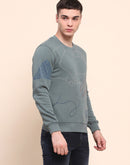Camla Barcelona Cotton All Over Embroidered Dusty Green Sweatshirt