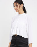 Camla White Solid Shirt For Women