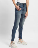 Madame Distressed Mid Blue High Rise Skinny Jeans