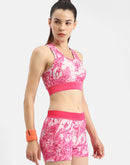 Madame Abstract Print Hot Pink Support Back Active wear Top